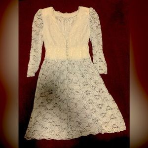 70’s extremely rare partially sheer lace dress beautiful lace and satin corset
